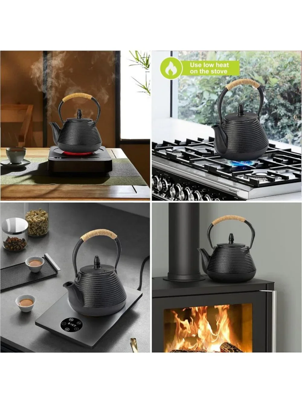 Japanese Cast Iron Black Kitchen Tetsubin Teapot 30oz 900 ml Tea Steel Infuser